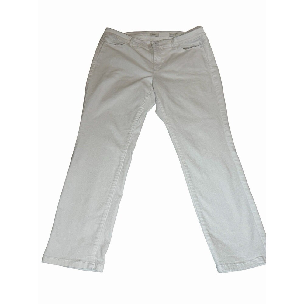 J.Jill Slim Ankle Jean Women 12 White Authentic Fit Stretch Denim Preppy Classic